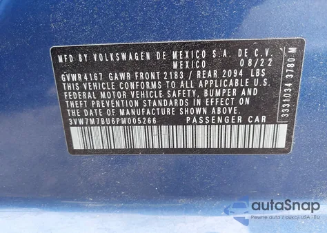 2023 Volkswagen Jetta 1.5T Se из США, поврежденный, VIN 3VW7M7BU6PM005266